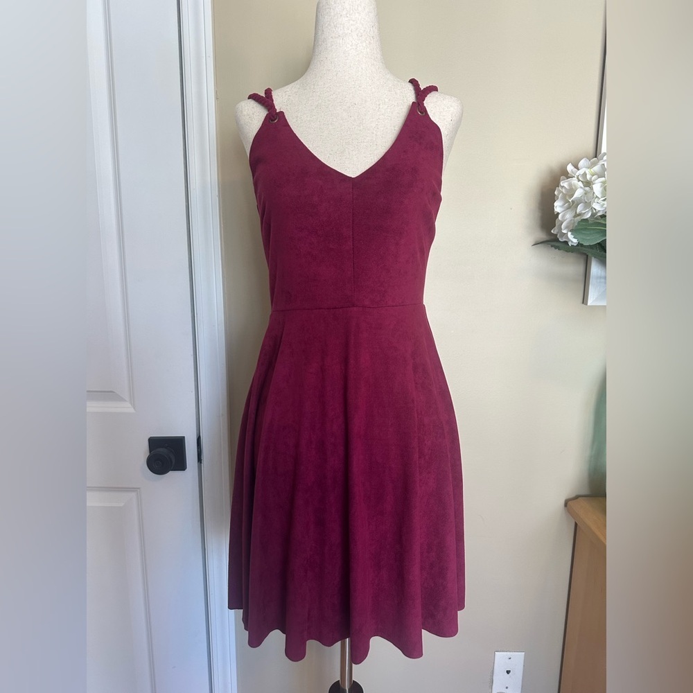 Design Lab Maroon Felt Skater Dress size Small